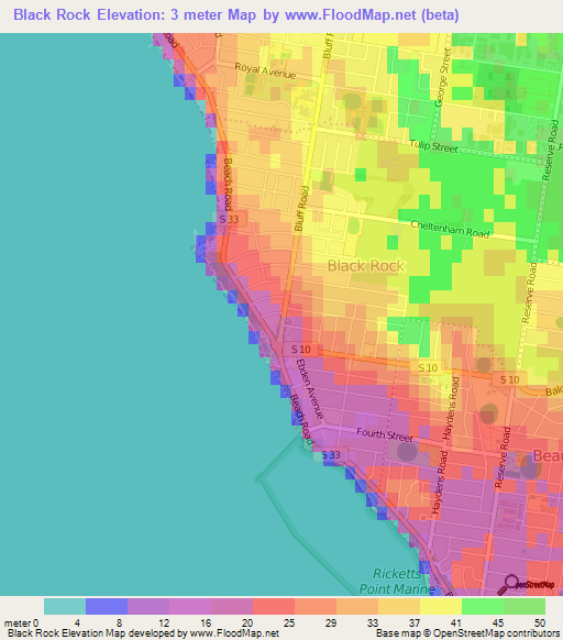 Black Rock,Australia Elevation Map