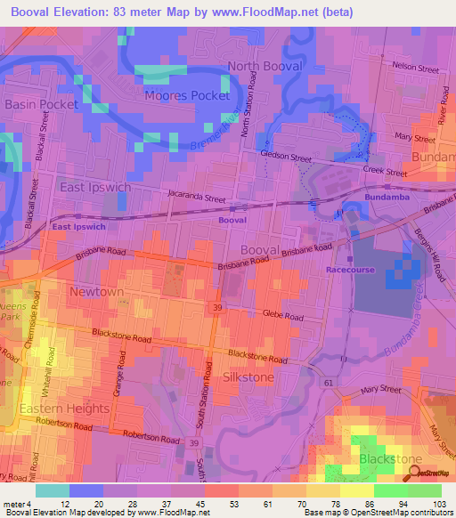Booval,Australia Elevation Map