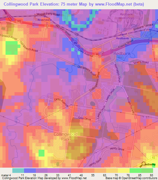 Collingwood Park,Australia Elevation Map