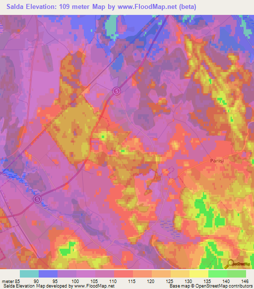 Salda,Estonia Elevation Map