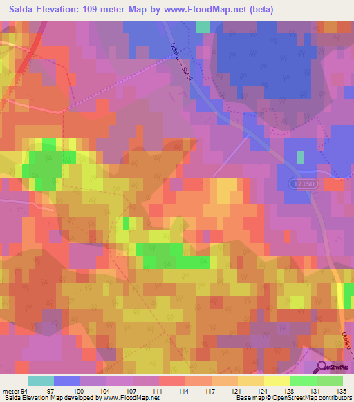 Salda,Estonia Elevation Map