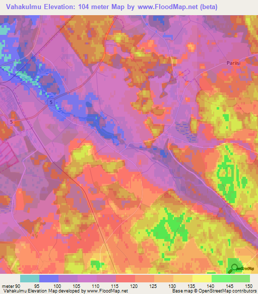 Vahakulmu,Estonia Elevation Map