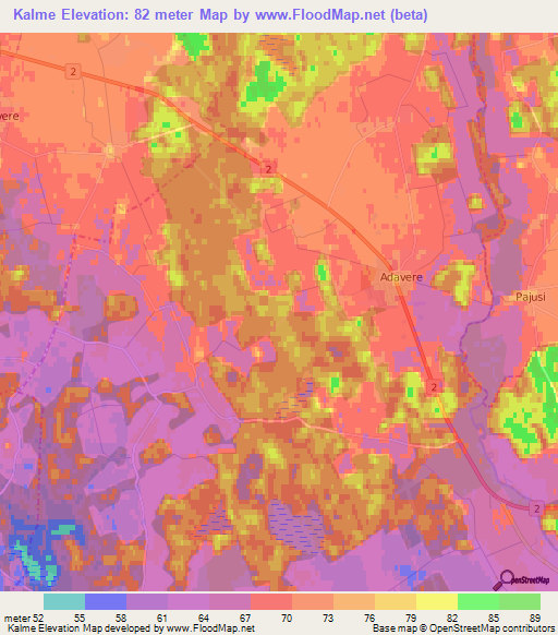 Kalme,Estonia Elevation Map
