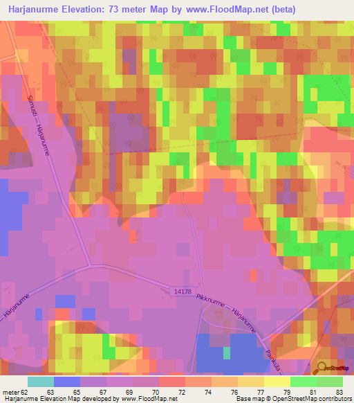 Harjanurme,Estonia Elevation Map