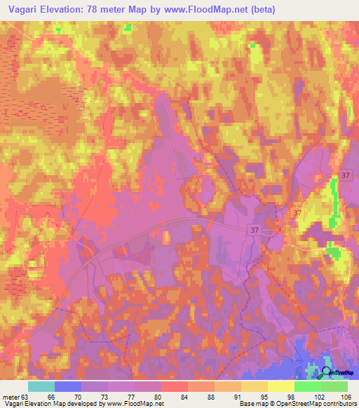 Vagari,Estonia Elevation Map
