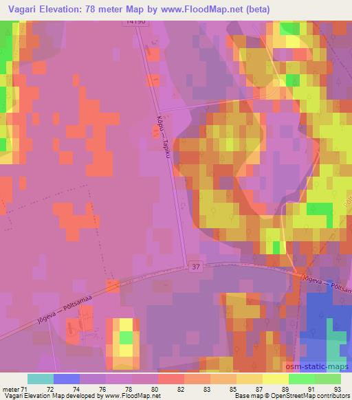 Vagari,Estonia Elevation Map