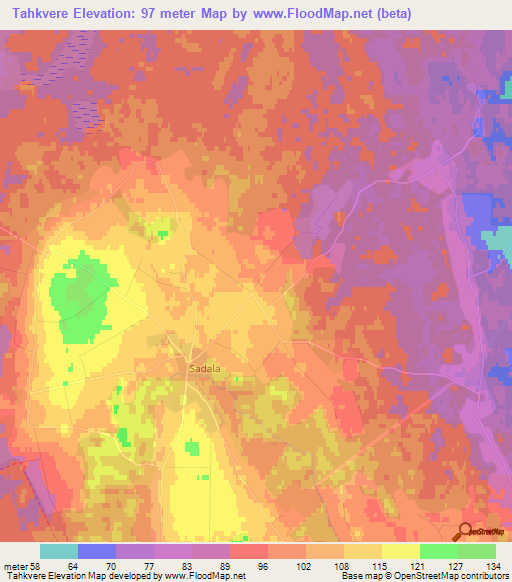 Tahkvere,Estonia Elevation Map