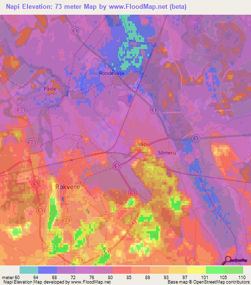 Napi,Estonia Elevation Map