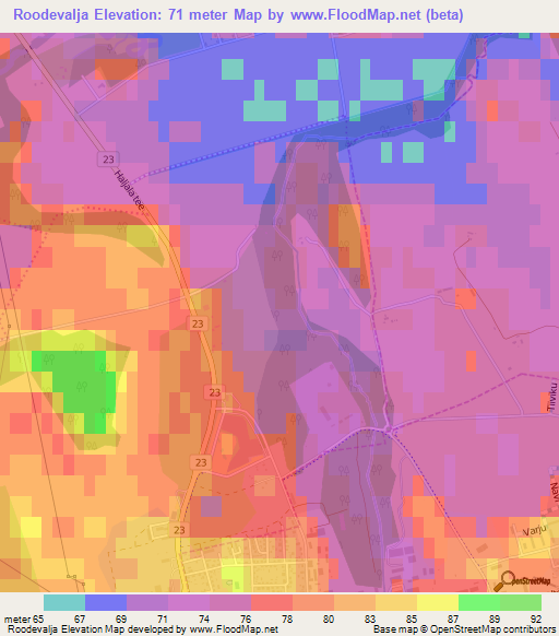 Roodevalja,Estonia Elevation Map