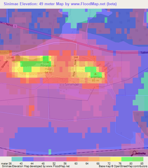 Sinimae,Estonia Elevation Map
