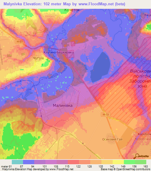 Malynivka,Ukraine Elevation Map