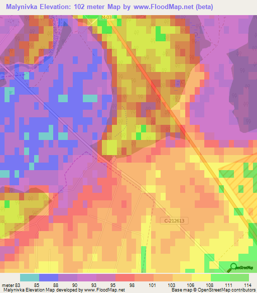 Malynivka,Ukraine Elevation Map