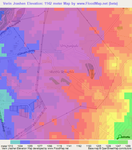Verin Jrashen,Armenia Elevation Map