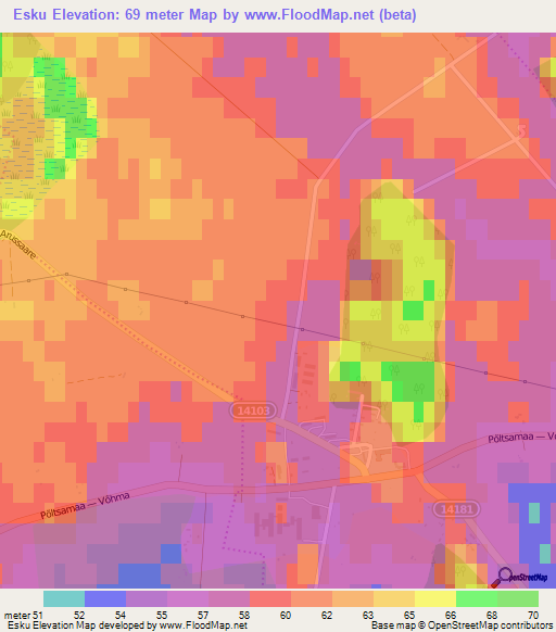 Esku,Estonia Elevation Map