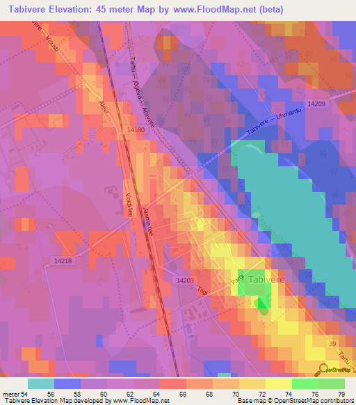 Tabivere,Estonia Elevation Map