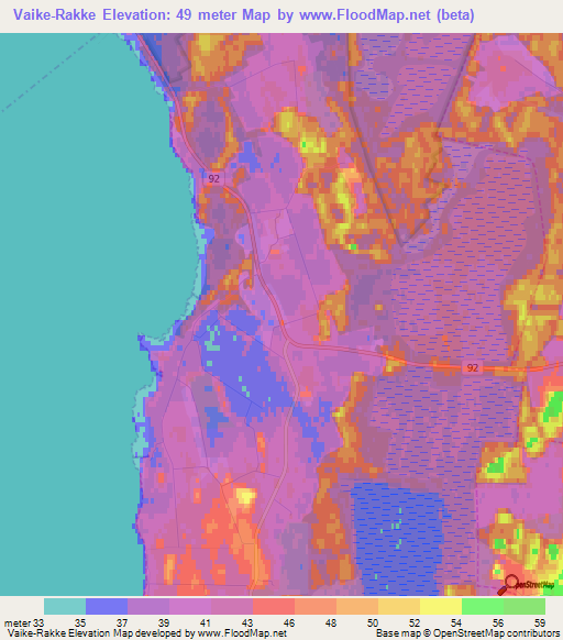 Vaike-Rakke,Estonia Elevation Map