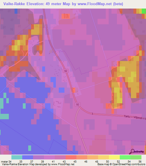 Vaike-Rakke,Estonia Elevation Map