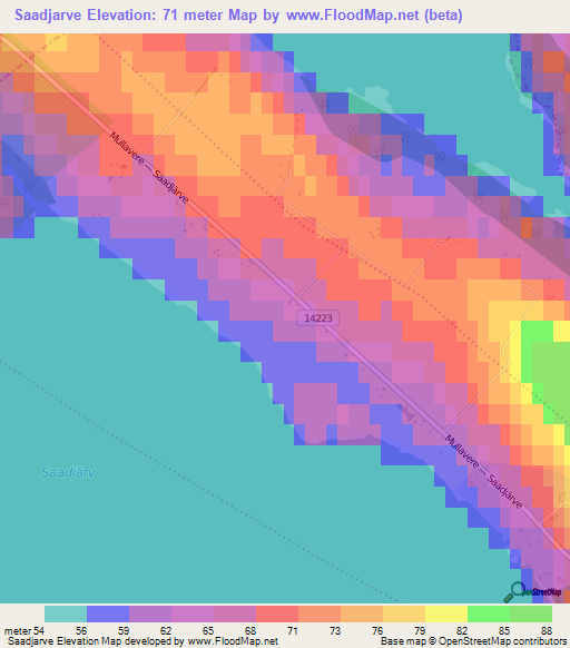 Saadjarve,Estonia Elevation Map