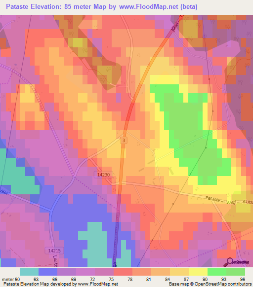 Pataste,Estonia Elevation Map