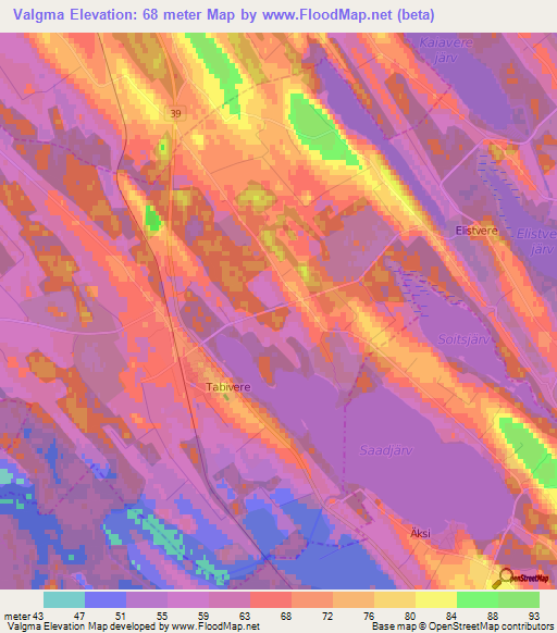 Valgma,Estonia Elevation Map