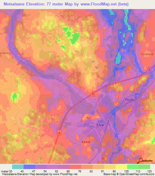 Metsalaane,Estonia Elevation Map