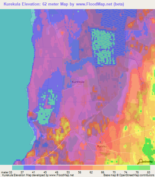 Kurekula,Estonia Elevation Map