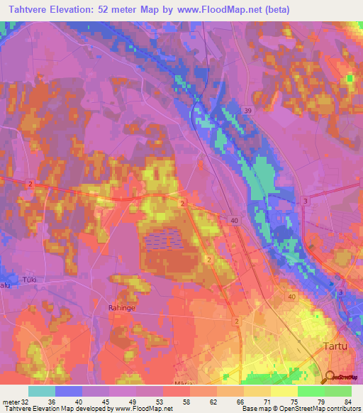 Tahtvere,Estonia Elevation Map