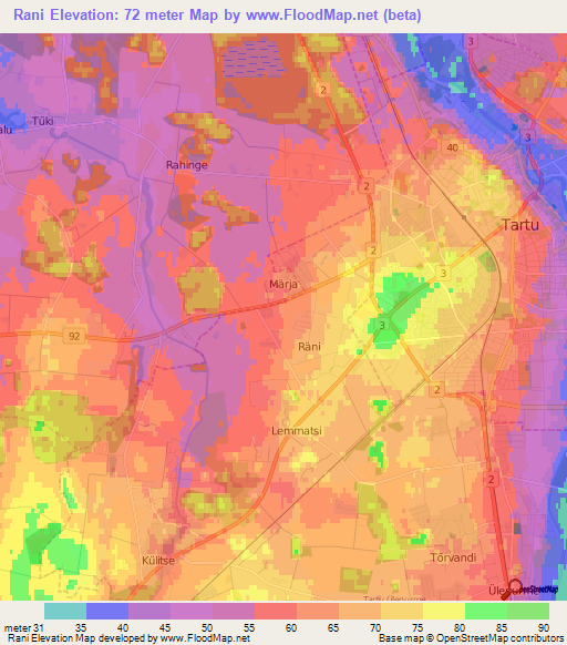 Rani,Estonia Elevation Map