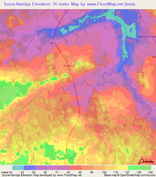 Suure-Kambja,Estonia Elevation Map