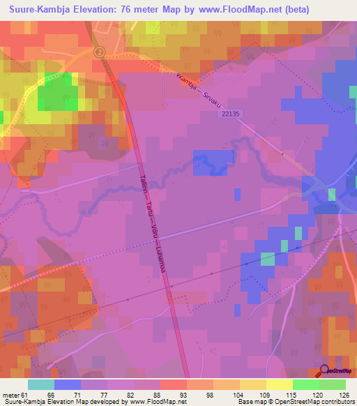 Suure-Kambja,Estonia Elevation Map