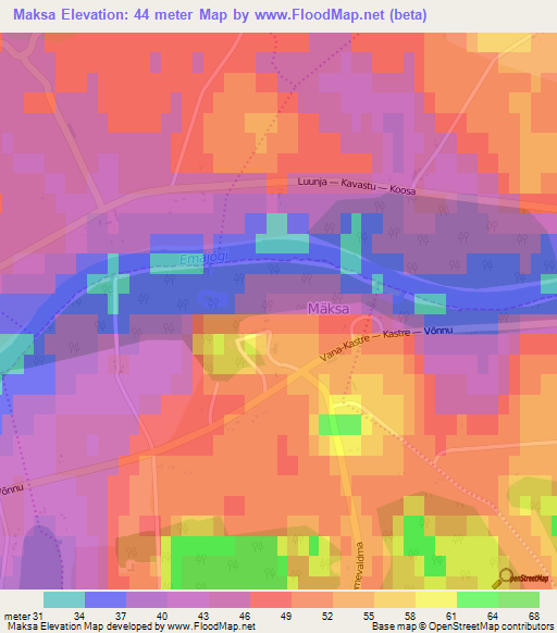 Maksa,Estonia Elevation Map