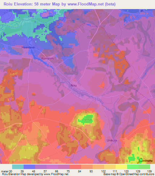 Roiu,Estonia Elevation Map