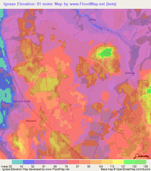 Ignase,Estonia Elevation Map
