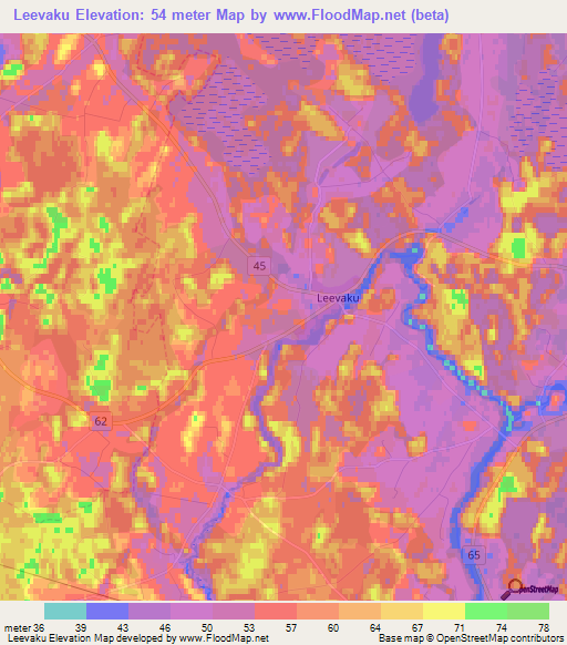 Leevaku,Estonia Elevation Map