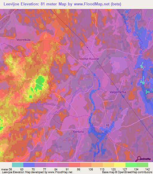 Leevijoe,Estonia Elevation Map