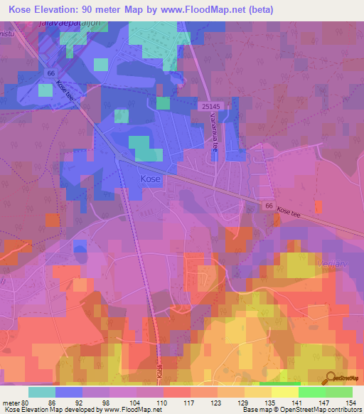 Kose,Estonia Elevation Map
