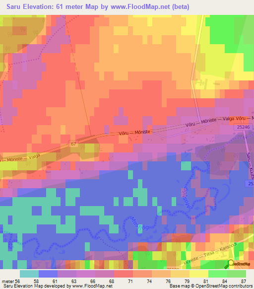 Saru,Estonia Elevation Map