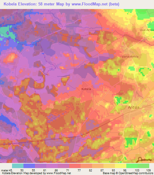 Kobela,Estonia Elevation Map