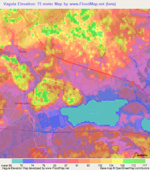 Vagula,Estonia Elevation Map