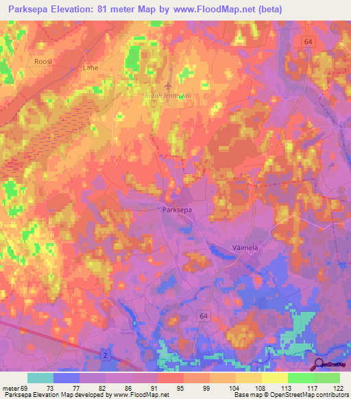 Parksepa,Estonia Elevation Map