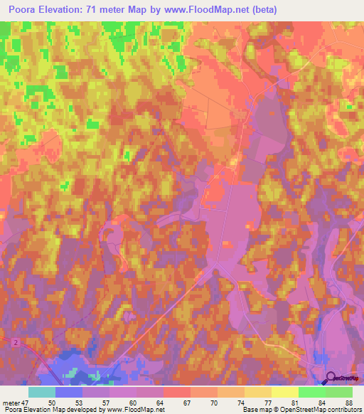 Poora,Estonia Elevation Map