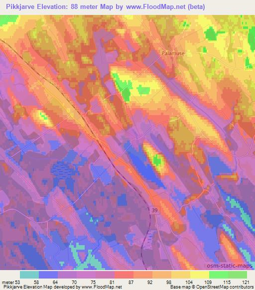 Pikkjarve,Estonia Elevation Map