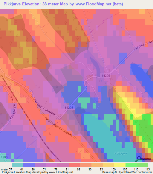 Pikkjarve,Estonia Elevation Map