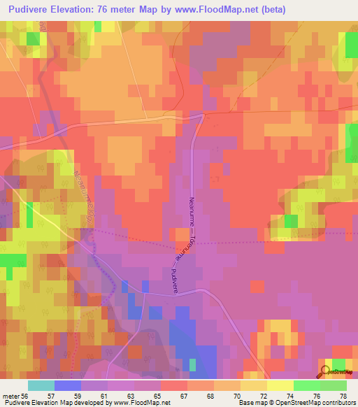 Pudivere,Estonia Elevation Map