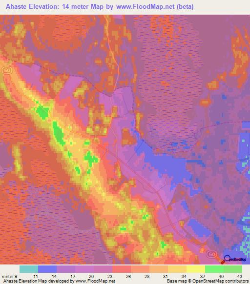 Ahaste,Estonia Elevation Map