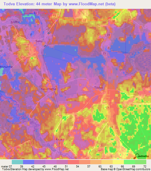 Todva,Estonia Elevation Map