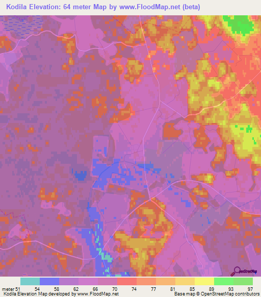 Kodila,Estonia Elevation Map