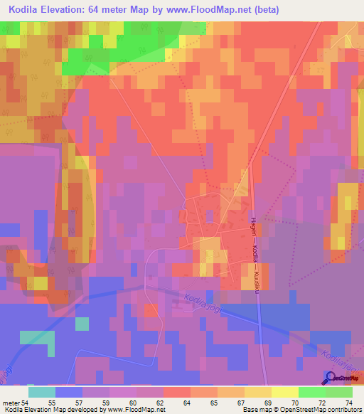 Kodila,Estonia Elevation Map