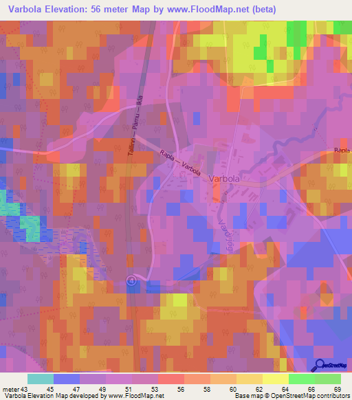 Varbola,Estonia Elevation Map