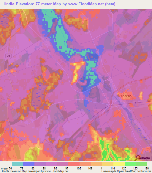 Undla,Estonia Elevation Map